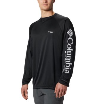 Columbia Muške Majice S Kapuljačom - PFG Terminal Tackle Long Sleeve Big Crne Sive | ASHJ-28510
